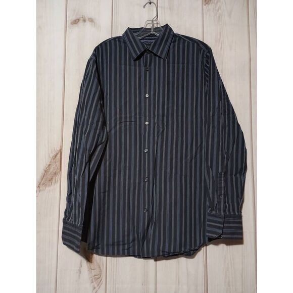 Banana‎ Republic Shirt Men's Large Slim Fit Navy Button Front Long Sleeve - Picture 1 of 8